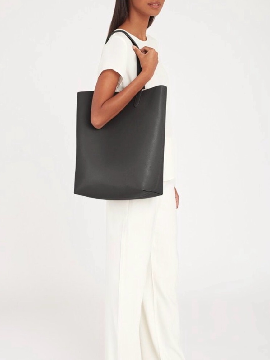 Cuyana Black Structured Leather Tote Bag